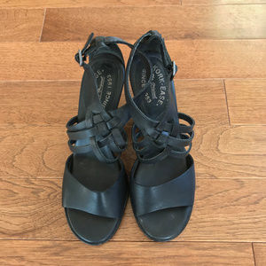 Kork Ease Leather Wedge, Black, SZ 8